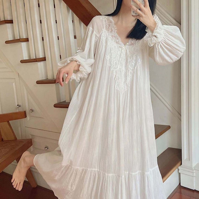 투이스타 여성용 레이스 플레어 원피스 잠옷