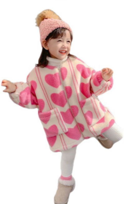 오렌지다몸 여아용 하트 집업 코트