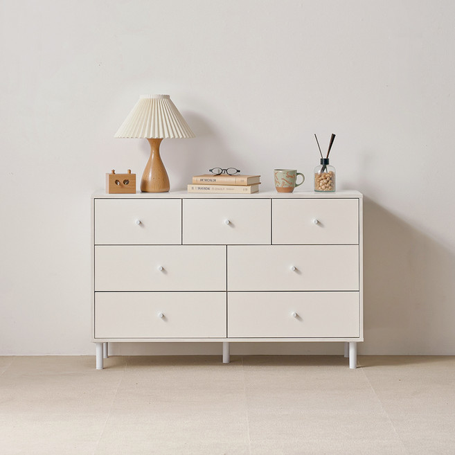 서울소호 더너 3단 속 깊은 폭 넓은 와이드 서랍장 방문설치, 화이트, 7개