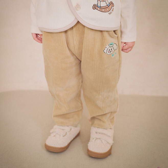 mollimelli 兒童款 Bebe Mongchi 絲絨羅紋長褲