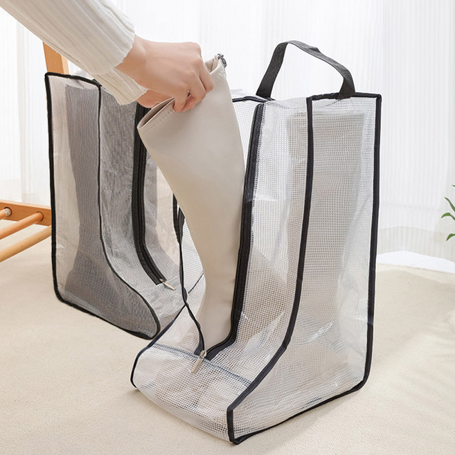 마켓플랜 레인 어그 롱 부츠 수납 보관백, 투명 + 블랙, 2개