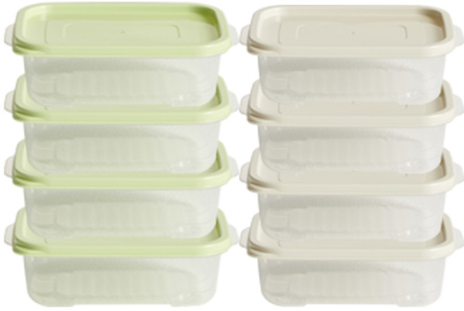 이지앤프리 파스텔 보관용기 750ml 세트, 1세트, 옐로우그린 4p + 아이보리 4p