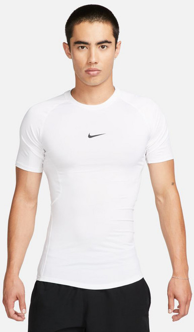 NIKE 耐吉 Pro Dry-Fit 緊身短袖健身跑步上衣, 白色