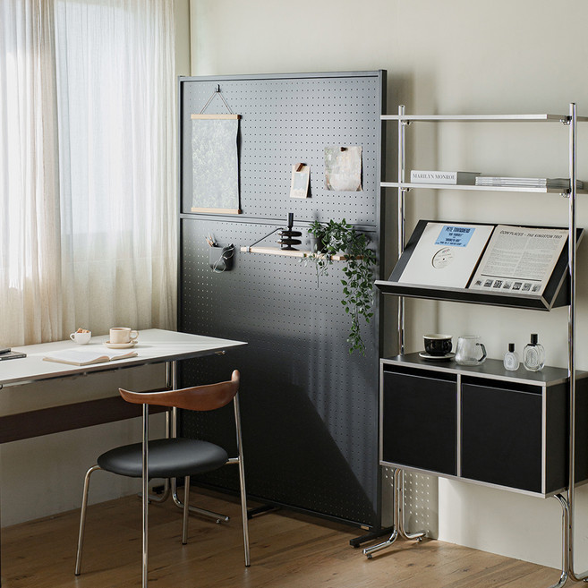 레트로하우스 타공판 철제파티션 1200 스탠드 고객직접설치, 블랙