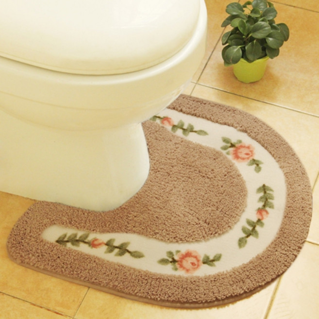 데이소이 코지 플라워 파스텔 건식 변기 발매트 50 x 50 cm, 오벌카멜, 1개