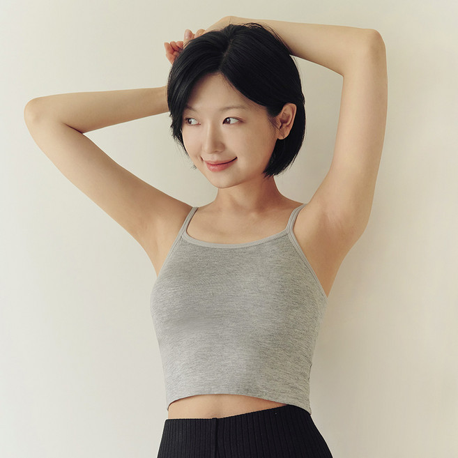 마른파이브 여성용 캡내장 브리즈 모달 크롭 끈 나시