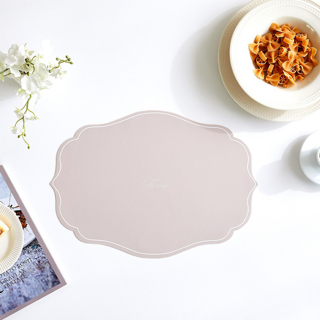 모던하우스 스칼럽 실리콘 식탁매트, 파우더핑크, 1개, 44 x 31 cm