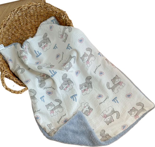 스마일깨비 반려동물 산뜻한 프린트 이불 겸 매트, 4, 1개