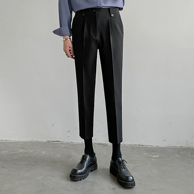 Black101 男性Grillio後鬆緊帶九分修身西裝褲 A234MF00053