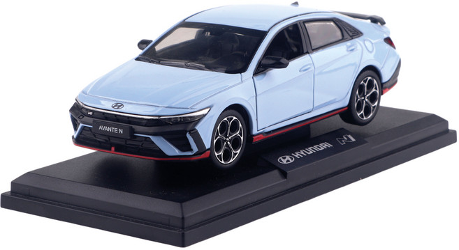 1 : 38 현대차 아반떼 N PE 다이캐스트 + 받침대 세트, 블루, 1세트