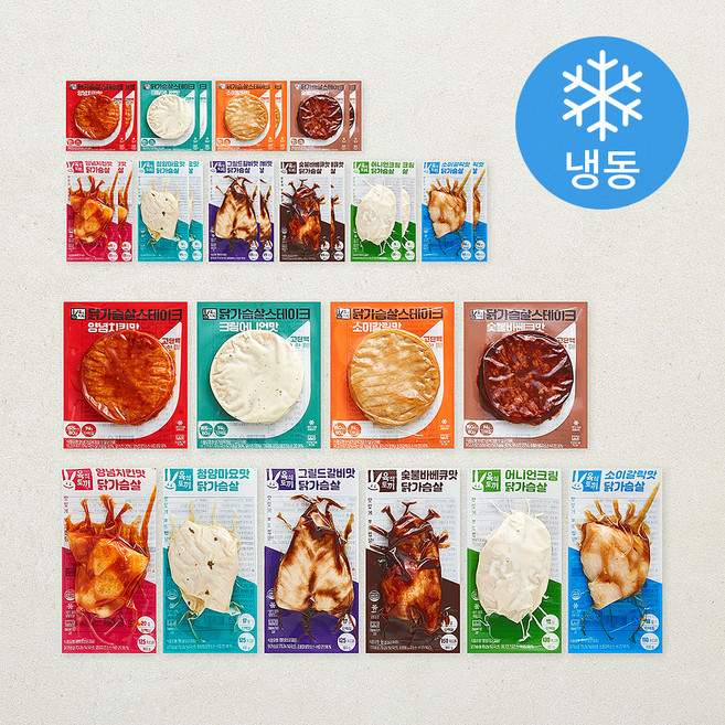 육식토끼 소스 닭가슴살 100g x 6종 x 3개입 + 스테이크 80g x 4종 x 3개입 세트 (냉동), 1세트
