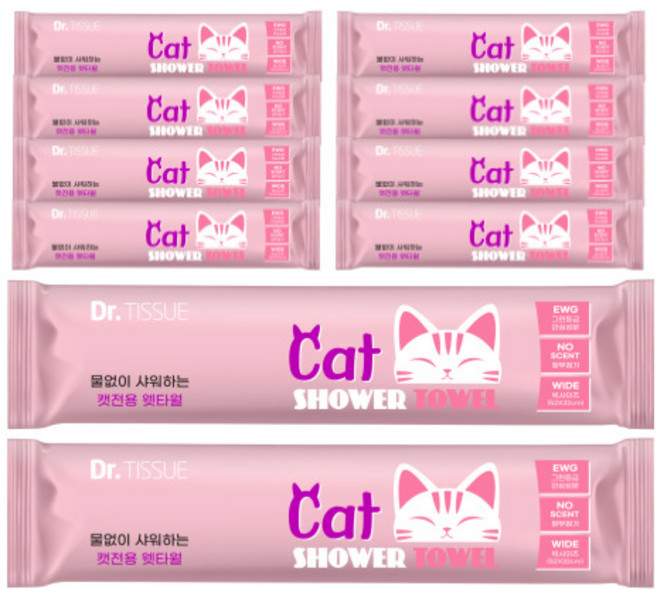 닥터티슈 반려동물 캣 샤워 타월 10p, 혼합색상, 10개