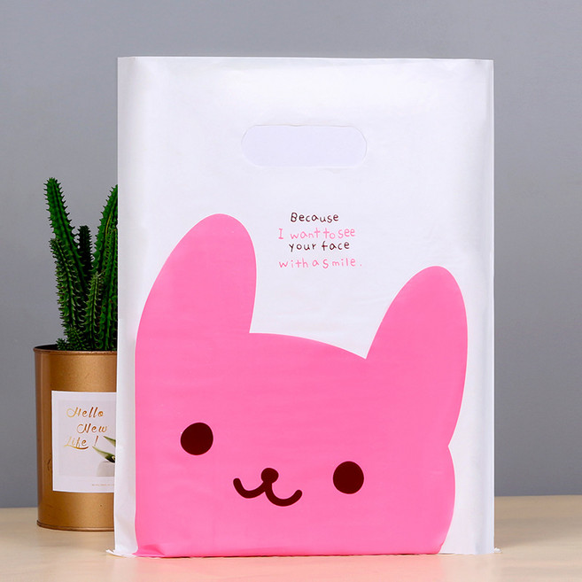 길그리 예쁜 비닐 손잡이 선물 포장 봉투 쇼핑백, 03 토끼, 50개