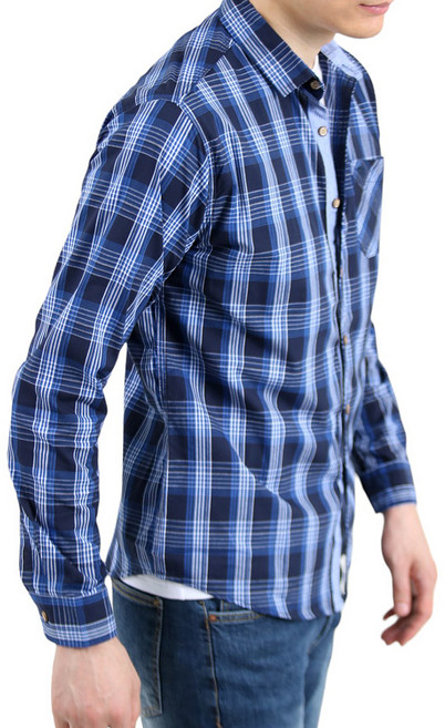 남성용 오피스 순면 체크 남방 셔츠 YXCC144