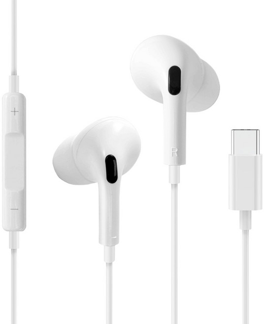 SKY 핏 레벨 인 C타입 커널형 갤럭시 아이폰 호환 유선이어폰, SKY-LV-S1, 폴라 화이트