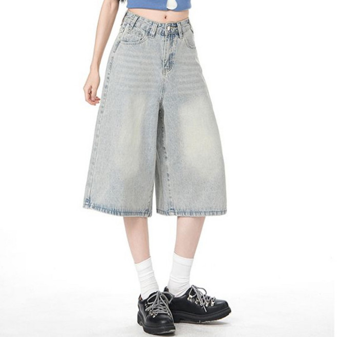 루나걸 여성용 레이니비 와이드 데님 버뮤다 팬츠 L26SMP032425
