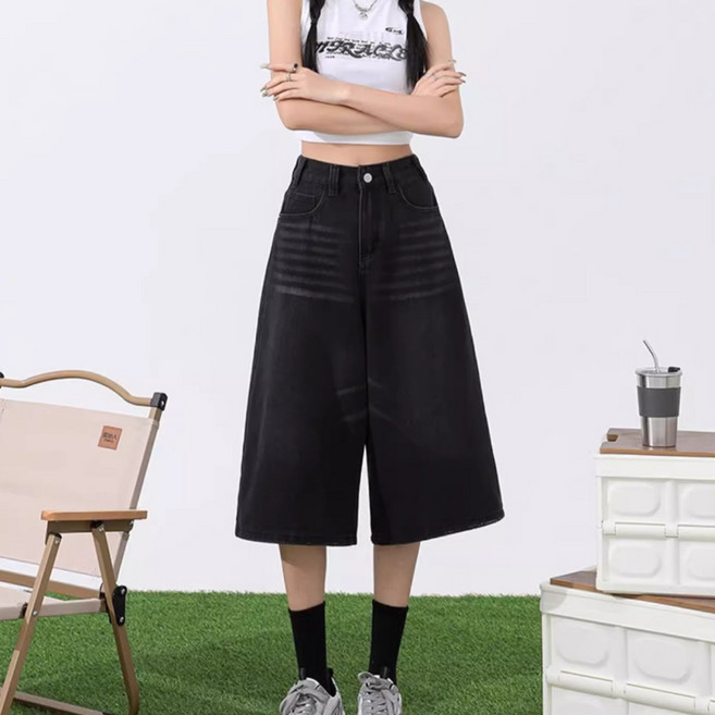 닷이프 여성용 썸머 데일리 버뮤다 데님 팬츠 D263-0093