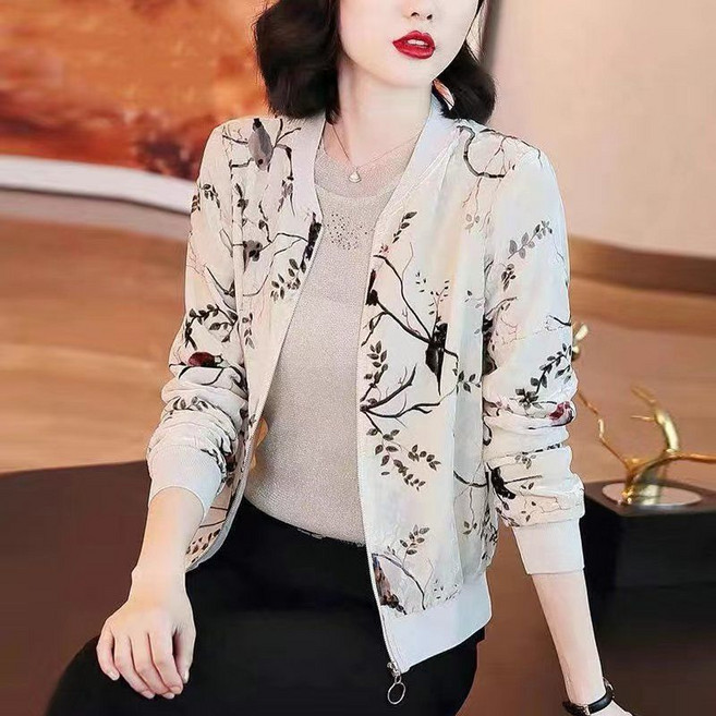 DMELD 女款花卉印花防風外套