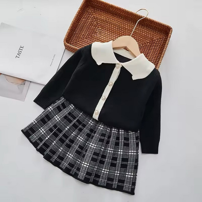 아르베 여아용 루틴체크 상하의 세트