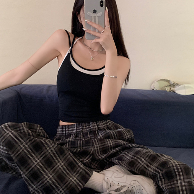 PEONIST 女款繞頸撞色修身吊帶背心