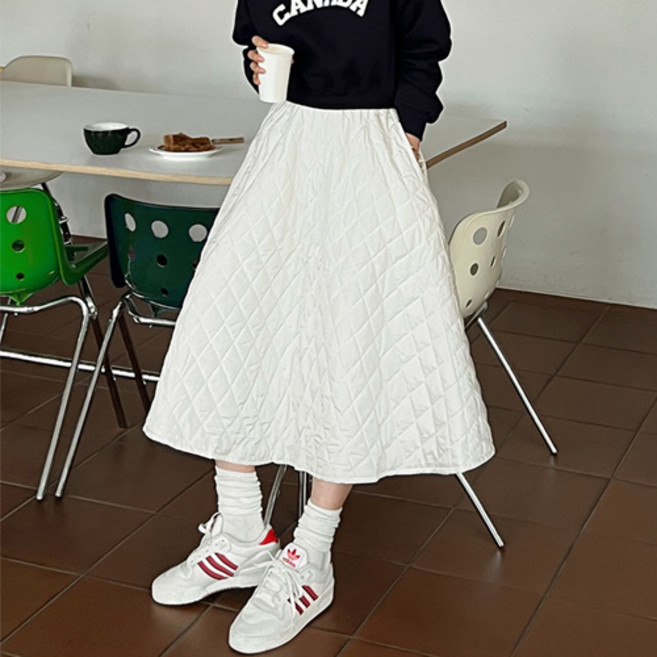 난닝구 여성용 폴스코 누빔 밴딩 스커트