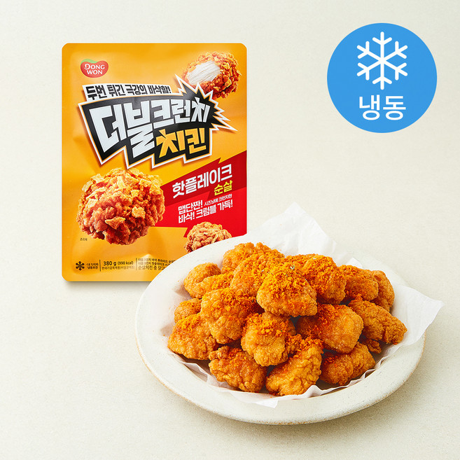 동원F&B 더블크런치 핫플레이크 시즈닝 치킨 (냉동), 380g, 1개