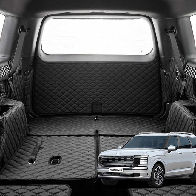 메이튼 전용 트렁크매트 풀커버, 현대 디올뉴 팰리세이드 9인승 수동폴딩 가솔린 / 하이브리드, 블랙