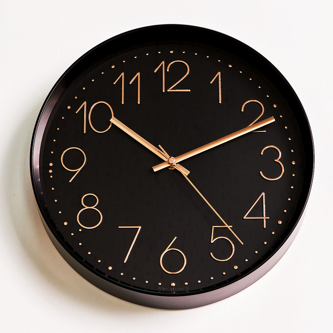 에이치씨클락 280파이 마일드 3D 무소음 벽시계, 블랙골드