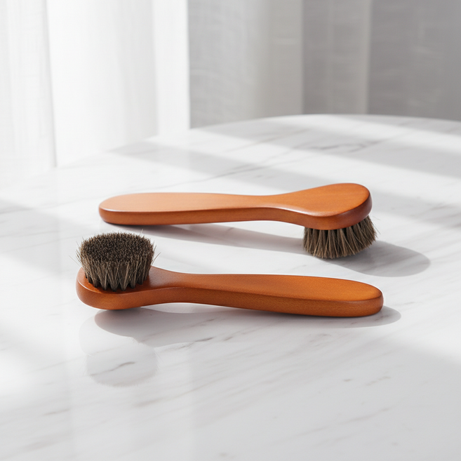 마켓피아 모 브러쉬 가죽 신발 관리용품 말털 구두솔 17.5 x 3.5 x 2 cm, 혼합색상, 2개