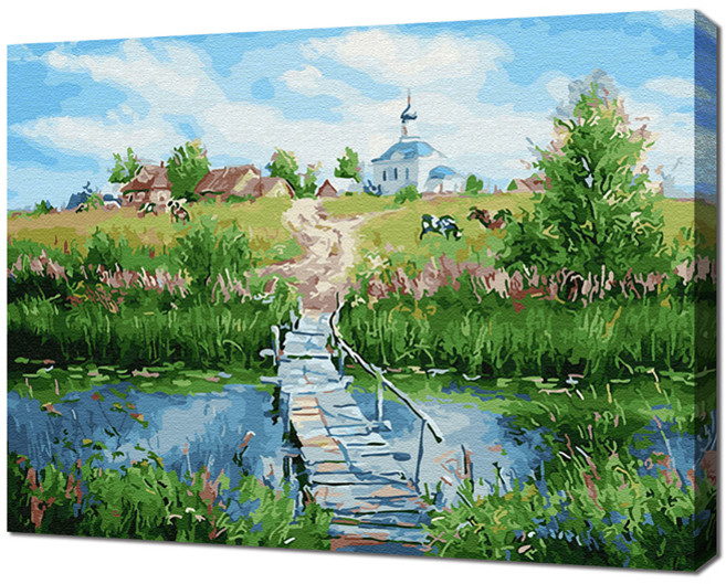 에코솔 셀프페인팅 28색 풍경화 DIY 명화 그리기 40 x 50 cm, 에이번리 마을의 여름-교회가는 길, 1개