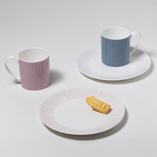 한국도자기 코지 스넥 식기세트 4p, 혼합색상, 1세트, 머그 2종 + 접시 21cm 2종