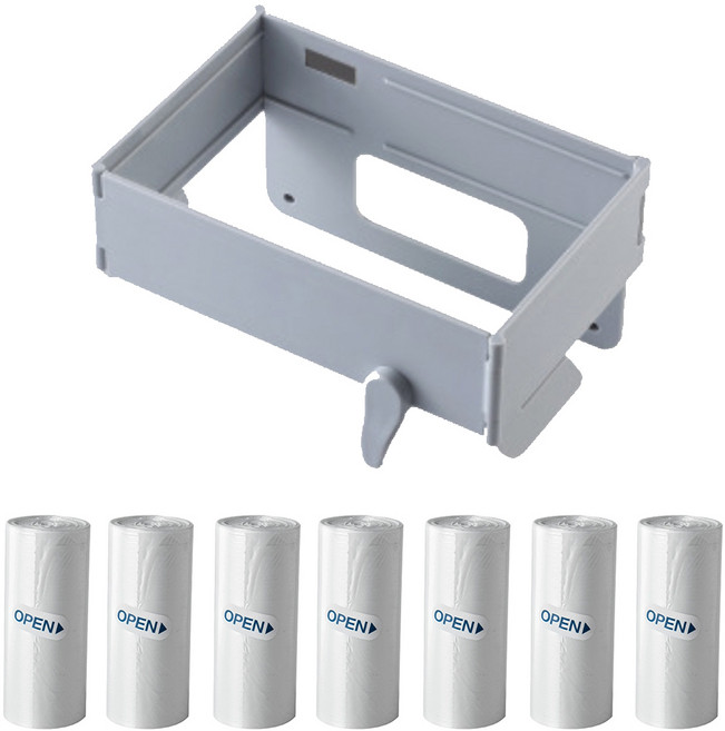 지미스홈 주방 걸이식 쓰레기통 + 쓰레기 봉투 100p 세트, 그레이, 1세트