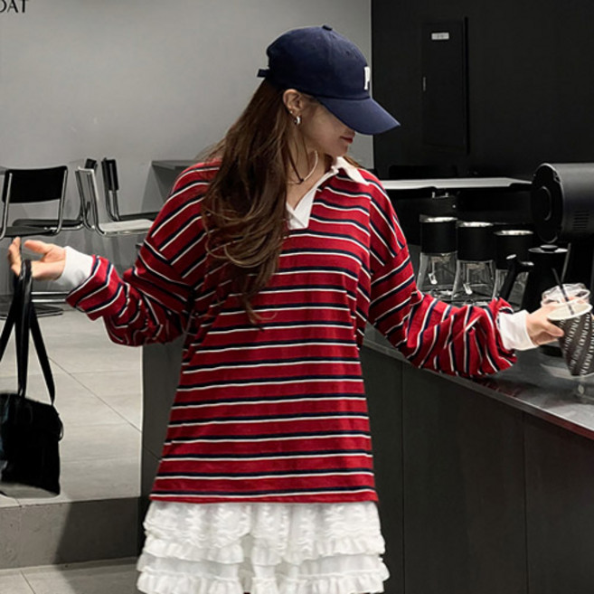 난닝구 여성용 문차버 카라 단가라티