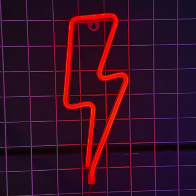 나비다 번개 무드등 네온사인, 레드