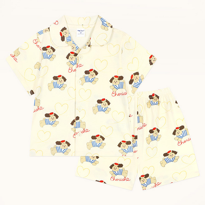 mollimelli friends 兒童款小狗小狗短袖上衣+短褲睡衣套裝