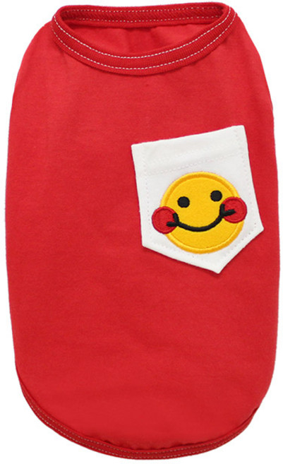 도그도그 반려동물 포켓 스마일 나시 티셔츠, 레드, 1개
