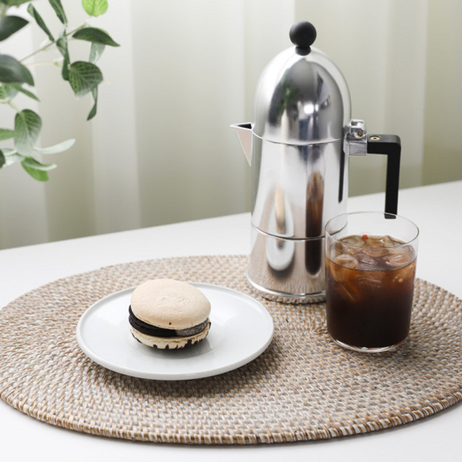 직작 라탄 오발 테이블매트, 화이트, 40 x 30 cm, 1개