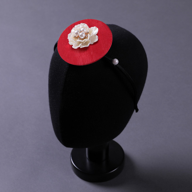 아가명주 여아용 플라워 진주 머리띠 한복소품