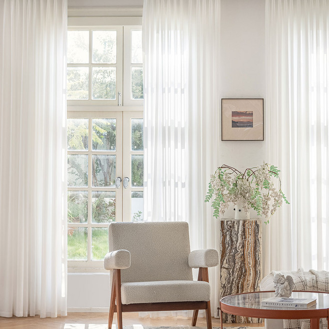 사라하우스 비침없는 쉬폰 차르르 나비주름형 커튼