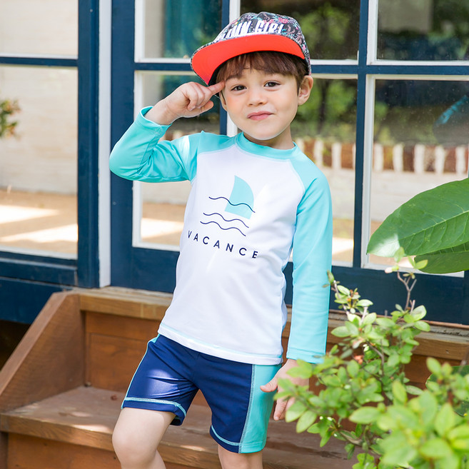 유라비 아동용 샤크 래쉬가드 상의