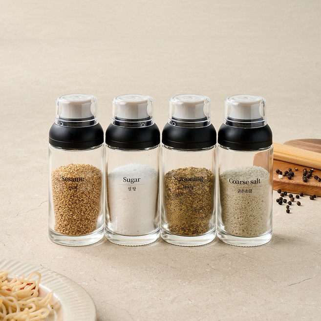 모던하우스 WOW 다용도 유리양념병 170ml x 4p 세트, 1세트, 유리양념병 4p + 스티커