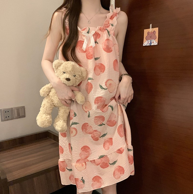 씨오브비 여성용 스위트 슬링 원피스형 빅사이즈 홈웨어 파자마