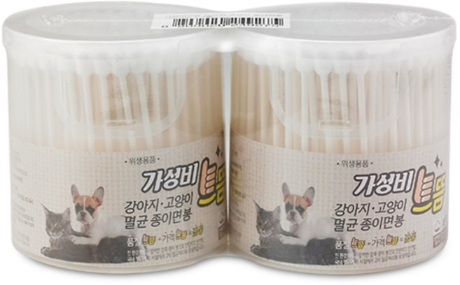 가성비으뜸 반려동물 멸균 종이면봉, 2개, 120개입
