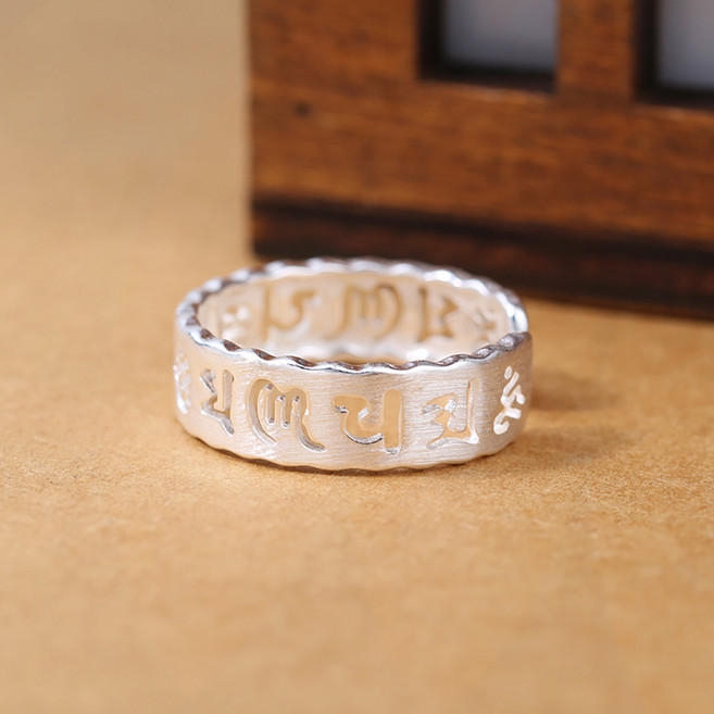 붓다베스트 커플용 불교 옴마니반메훔 실버 반지