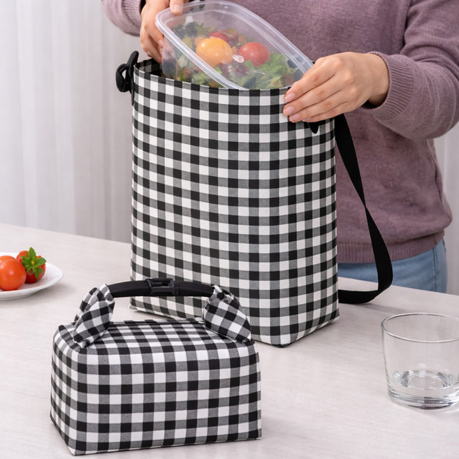 더해피 롤앤쿨 크로스 보냉가방, 3 체크 블랙