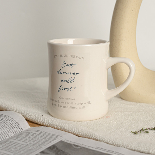 시라쿠스 뉴욕 레터 도자기 오목 머그컵 400ml, 네이비, 1개