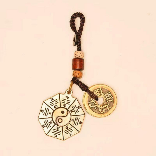 마다꾸미 액막이 태극 팔괘 돈을 부르는 열쇠고리, 로프 엽전고리, 1개
