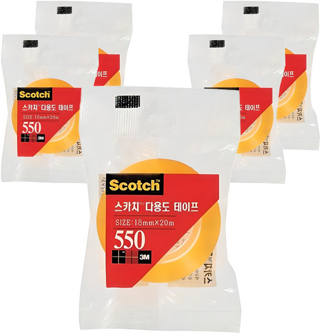 3M Scotch 多用途膠帶 550 補充裝 18mm x 20m, 5個, 透明