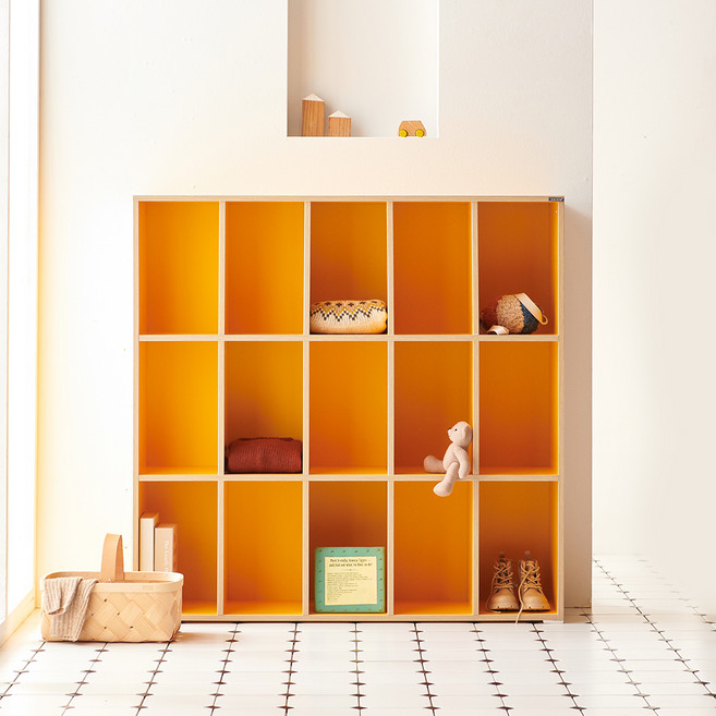 소르니아 롤리 와이드 아동책장 방문설치, 옐로우, 3단