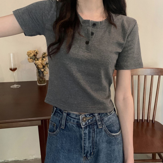 디멜디 여성용 스트라이프 슬림라인 데일리룩 반팔티셔츠